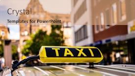  Presentation with old car - Slide deck enhanced with yellow-taxi-sign-in-old background and a coral colored foreground