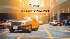  Presentation with rush hour - Slide set with yellow taxis in downtown background and a yellow colored foreground