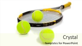  Presentation with tennis - Audience pleasing slides consisting of yellow tennis racquet with yellow backdrop and a blonde colored foreground