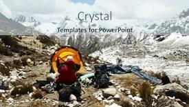  Presentation with tent - Theme having yellow-tent-and-climber background and a sky blue colored foreground