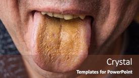 Presentation with tongue - PPT theme having yellow-tongue-of-a-smoking background and a tawny brown colored foreground