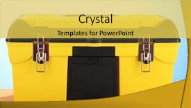  Presentation with pencils blue one yellow - Theme consisting of yellow tool box on blue background and a  colored foreground