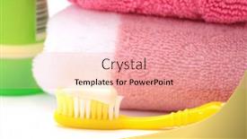  Presentation with toothpaste - Presentation theme having yellow toothbrush with a toothpaste object over white background and a lemonade colored foreground