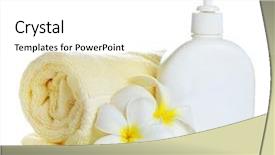 Presentation with lotion - Presentation with yellow towel - spa treatments lotion background and a  colored foreground