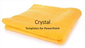  Presentation with white and yellow - Audience pleasing PPT theme consisting of yellow towel isolated on white backdrop and a yellow colored foreground