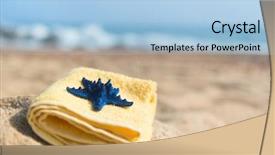  Presentation with blue and yellow geometric - Presentation consisting of yellow towel with blue starfish background and a light blue colored foreground