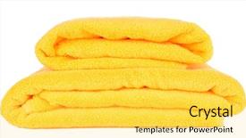 Presentation with yellow - Colorful PPT theme enhanced with yellow towels isolated on white backdrop and a yellow colored foreground