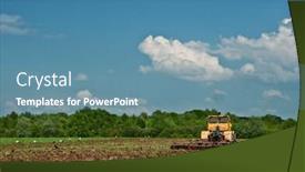  Presentation with tractor - PPT layouts featuring yellow tractor work on field background and a seafoam green colored foreground
