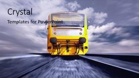  Presentation with maglev train high speed way - Cool new PPT theme with yellow train on speed backdrop and a light blue colored foreground
