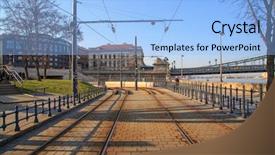  Presentation with budapest - PPT theme with yellow tram and rails background and a light blue colored foreground