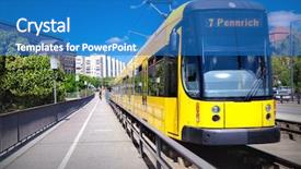  Presentation with turquoise and yellow music - Theme having yellow tramway in dresden background and a  colored foreground