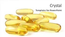  Presentation with oil - Slide set with transparent pills of fish oil background and a white colored foreground