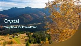  Presentation with beauty beautiful autumn in japanese - Colorful presentation theme enhanced with yellow tree with a backlight backdrop and a ocean colored foreground