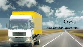  Presentation with road yellow - Amazing slide deck having shipping lines logistics - yellow truck on road backdrop and a light blue colored foreground