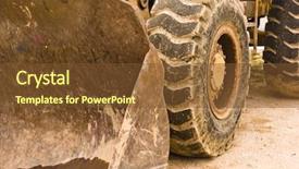  Presentation with large industrial mining dump truck - Theme consisting of yellow truck background and a tawny brown colored foreground