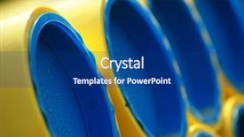  Presentation with blue and yellow geometric - PPT theme featuring yellow tubes with blue caps background and a  colored foreground