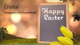  Presentation with tulips - Beautiful theme featuring yellow tulips against chalkboard with chalk backdrop and a coral colored foreground