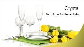  Presentation with utensils - Slide deck having yellow tulips and utensils background and a white colored foreground