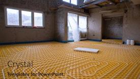  Presentation with construction site construction - Beautiful slide set featuring yellow-underfloor-heating-installation backdrop and a gold colored foreground