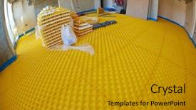  Presentation with under construction - PPT theme featuring yellow underfloor heating posed background and a gold colored foreground