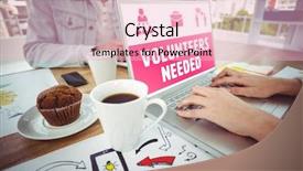  Presentation with team working together - Beautiful slide set featuring yellow volunteers needed against creative backdrop and a lemonade colored foreground