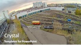  Presentation with yellow - Colorful slide set enhanced with yellow waggon near the gates backdrop and a gray colored foreground