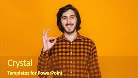  Presentation with happy image - Cool new theme with yellow wall background showing okay backdrop and a tawny brown colored foreground