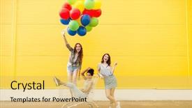  Presentation with shopping trolley - Audience pleasing slide set consisting of yellow wall have fun backdrop and a yellow colored foreground