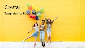  Presentation with friends - Beautiful slide set featuring yellow wall have fun backdrop and a yellow colored foreground