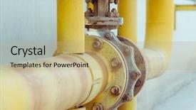  Presentation with gas pipeline - Audience pleasing PPT layouts consisting of yellow water gas pipe backdrop and a coral colored foreground
