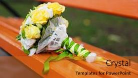  Presentation with wedding blue and yellow - Theme with yellow wedding bouquet background and a gold colored foreground