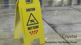  Presentation with floor - Slide set with yellow-wet-floor-warning-sign background and a yellow colored foreground