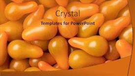  Presentation with pear - Presentation theme featuring yellow-whole-small-pear-tomatoes background and a gold colored foreground