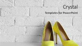  Presentation with brick wall - PPT theme with yellow woman high heels background and a light gray colored foreground