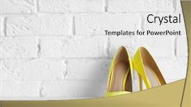  Presentation with brick wall - Amazing PPT layouts having yellow woman high heels backdrop and a white colored foreground
