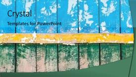  Presentation with yellow wood - PPT theme with yellow wood wall texture torn background and a cyan colored foreground