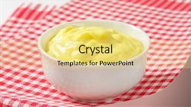  Presentation with mayonnaise - Audience pleasing PPT theme consisting of margarine butter cream cheese - fresh homemade mayonnaise backdrop and a yellow colored foreground