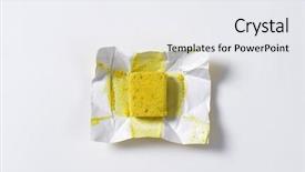  Presentation with cube - Audience pleasing presentation theme consisting of yellowish - one cube of poultry bouillon backdrop and a  colored foreground