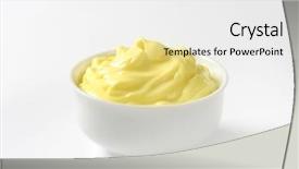  Presentation with mayonnaise - PPT layouts with yellowish - portion of creamy homemade mayonnaise background and a white colored foreground