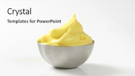  Presentation with mayonnaise - PPT theme enhanced with yellowish - side view of stainless steel background and a white colored foreground