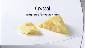  Presentation with cheese plate parmesan cheddar gouda - Audience pleasing presentation consisting of yellowish - two shreds of italian parmesan backdrop and a sky blue colored foreground