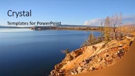 Presentation with yellowstone - Colorful PPT theme enhanced with yellowstone lake in autumn time backdrop and a light blue colored foreground