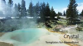  Presentation with hot spring - Slides featuring yellowstone mammoth hot spring background and a soft green colored foreground