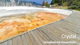  Presentation with hot springs - Slide set consisting of yellowstone national park - travertine patterns background and a coral colored foreground