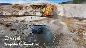 Presentation with water park - Slide deck consisting of yellowstone-national-park-famous-fumaroles background and a gray colored foreground