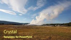  Presentation with faithful - Audience pleasing presentation theme consisting of yellowstone national park the world-famous old faithful geyser backdrop and a tawny brown colored foreground
