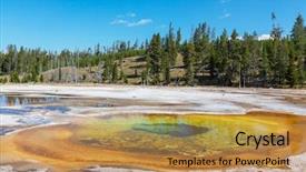  Presentation with natural park yellowstone - Presentation theme enhanced with yellowstone park background and a gold colored foreground