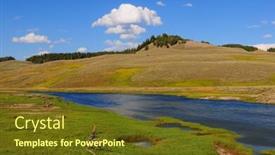  Presentation with river valley - Amazing PPT layouts having yellowstone-river-in-hayden-valley backdrop and a tawny brown colored foreground