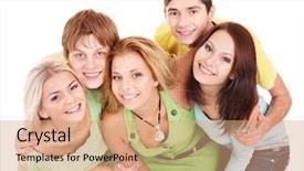  Presentation with group - PPT layouts having yelow - group of people on white background and a coral colored foreground