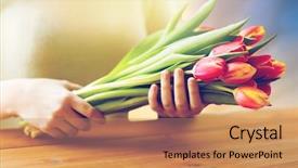  Presentation with holidays - Beautiful theme featuring yelow - people holidays and womens day backdrop and a coral colored foreground